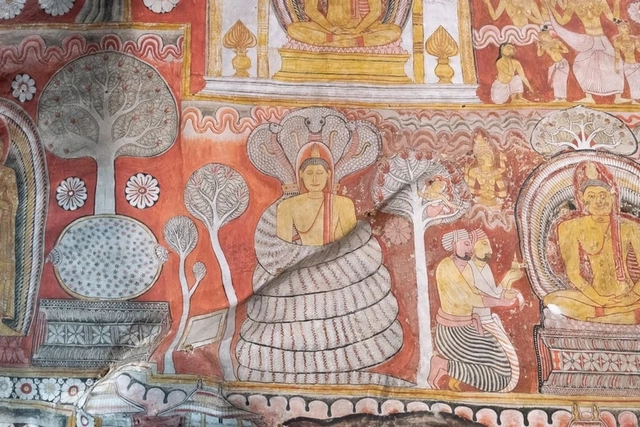 Шри-ланкийская фреска в королевской пещере Дамбулла Факты о Шри-Ланке. 11 Шри-ланкийская фреска в королевской пещере Дамбулла Факты о Шри-Ланке.