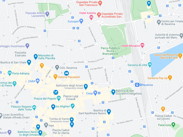 Снимок Google Maps одного дня в карте маршрута Равенны. 111 Снимок Google Maps одного дня в карте маршрута Равенны.