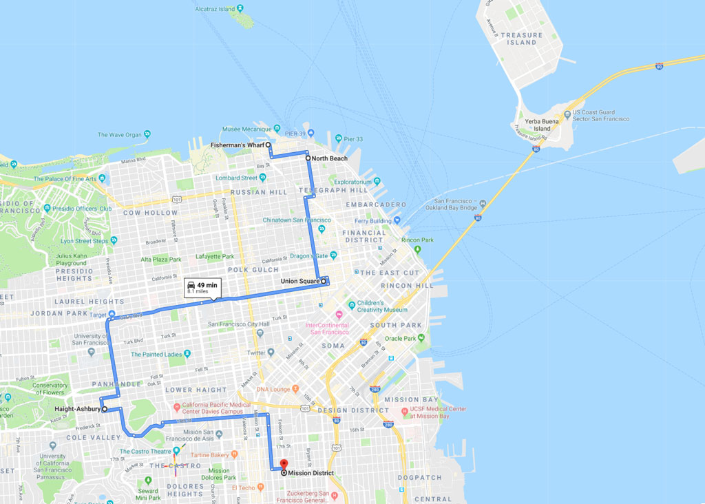 где остановиться на карте Сан-Франциско 11  карте Сан-Франциско