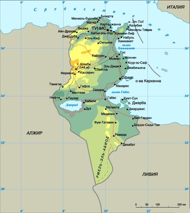 карта Туниса